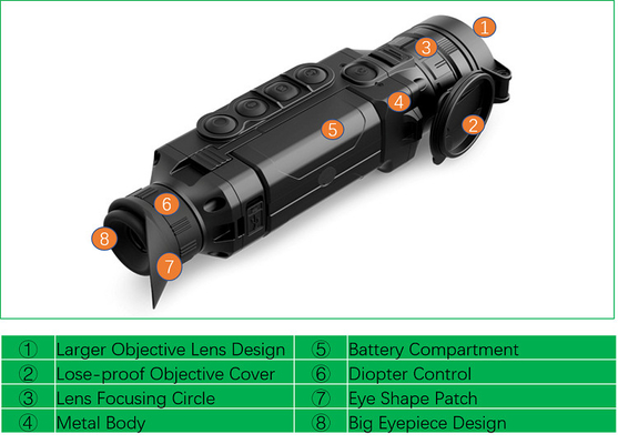 monocular térmico da visão noturna de 1800m, monocular da imagiologia térmica para a caça